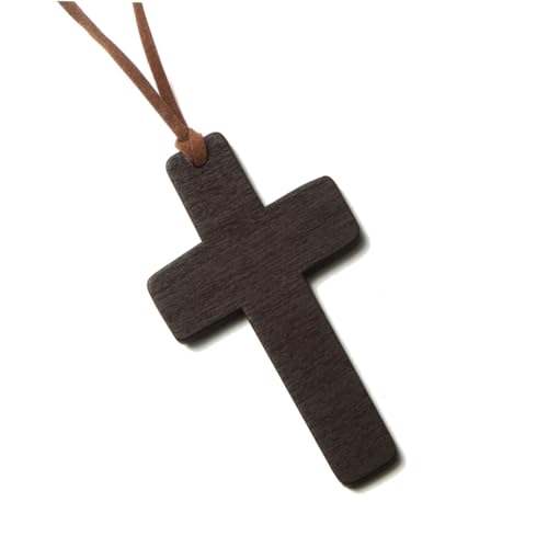 LIFKOME 30 Piezas collar de cruz de madera collar de barra para hombre cruz de cadena collar religioso collar de madera collar con una cruz collar con colgante de cruz Bambú Black