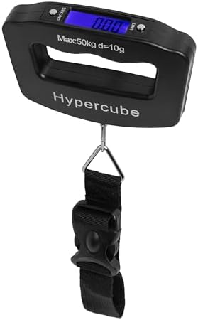 Hypercube Luggage Scale Portable Digital Weight Scale for Travel Suitcase Weigher with Tare Function 110 Lb/ 50Kg Capacity Black
