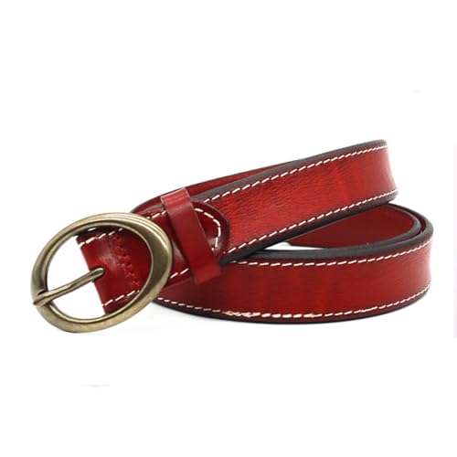 AGUTALITHIC Women Stitched Belt Ladies Vintage Leather Strap 1 1/2