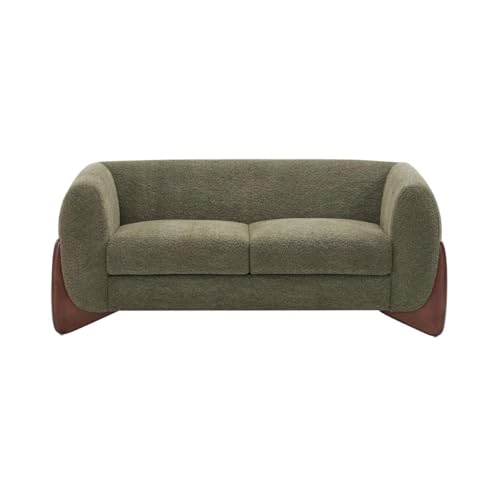Image of Boucle Upholstered 5-Seater Sofa and Loveseat Olive Green