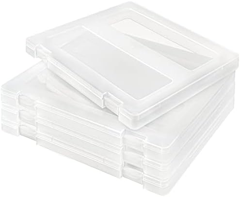 VIXKEXN 4 Pack Portable Project Case for 8.5" x 11" Letter A4 File Paper, Plastic Scrapbook Paper Storage Box, Documents Magazines Protector, Office Supplies File Storage Case ( 12.52 X 9.45 X 0.94 in)