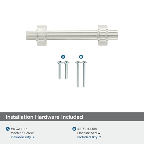 Image of Amerock | Cabinet Pull | Satin Nickel | 3 inch (76 mm) Center to Center | Davenport | 1 Pack | Drawer Pull | Drawer Handle | Cabinet Hardware