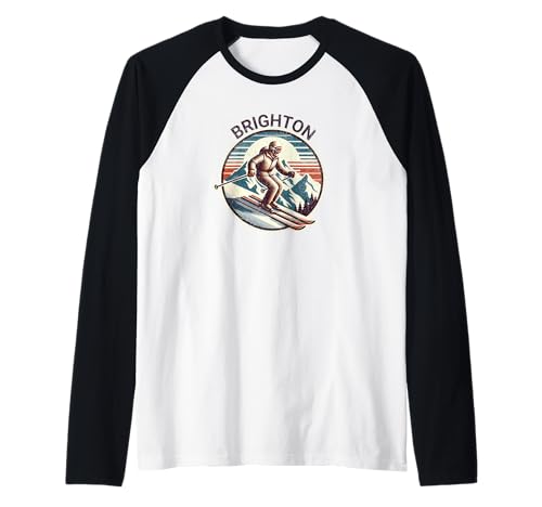 Retro Vintage Brighton Utah Ski Resort Esquí de invierno Camiseta Manga Raglan