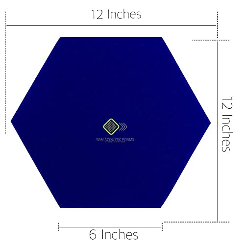 Image of YGM Acoustic Foams Professional Hexagon Acoustic Foam Panels, Absorption Panel, 12 X 12 X 1 inch High Density Edge Wall Tiles for Acoustic Treatment (Blue, Set of 36)