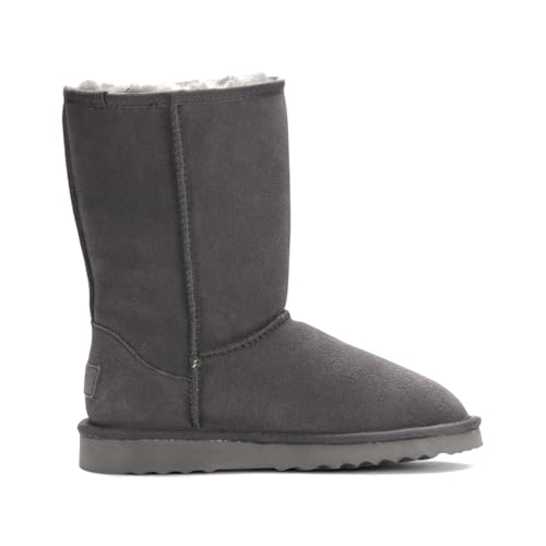Image of TruClothing Women's Sheepskin Suede Winter Plush Lined Slip-On Ankle Winter Boots - Grey 5
