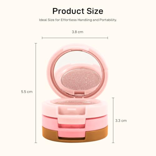 Image of Multibrite Blush Highlighter & Contour Palette 3 in 1 Makeup Powder Set Compact Powder Blush Highlighter Silky Smooth Face Blush Cheek Tint, Moisturizing Luminizer for Women (M01 Pink)
