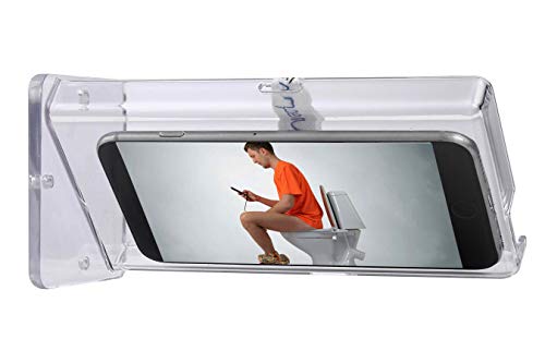 Pottytainment: Phone Holder for Bathroom; Clear Phone Stand for Toilet; Patented Wall Mount Mobile Phone Holder Stand; Funny Gifts