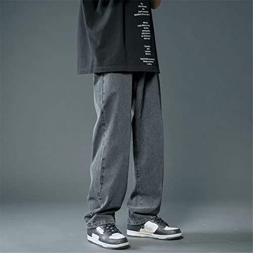 Jean ample homme noir coupe droite casual pantalon large taille 34-37
