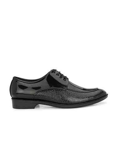 Image of STANPHORD Men Formal Derby Shoes | Textured Patent Leather Lace-Up | Cushioned Insole | Office Business Lightweight Dress Shoes (TPAL 7222)