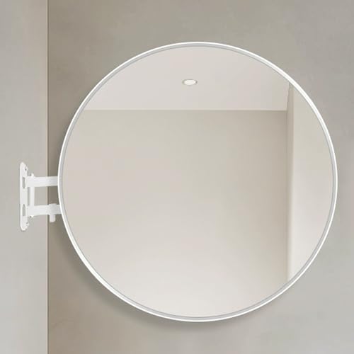 丸型ミラー、円形壁掛けミラー 金属フレーム付き可動式アーム、壁掛け用円形ミラー、リビングルーム、バスルーム、化粧台用(B,50x50cm)