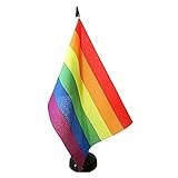 emoji bandera gay tachada Material : Poliester 100D AZ FLAG Bandera de Mesa Arcoiris 21x14cm - BANDERINA de DESPACHO Gay – Rainbow 14 x 21 cm