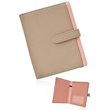 [ GRAV ] （ 本革 を使って 縁起がいい) 幸運の 母子手帳ケース お薬手帳 ケース カバー ｜A6・Sサイズ対応｜大容量×軽量×スキミング防止｜ペンホルダー付き｜本革シボ加工｜保険証 診察券 通帳 まとめて収納｜妊婦さんの通院・お買い物に｜妊娠祝い ギフト (グレージュ×ピンク)