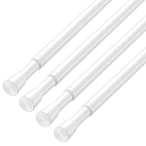 Image of AIZESI Spring Tension Rods Adjustable Tension Curtain Rod Small Tension Rod No Drilling Expandable Spring Loaded Curtain Tension Rod(White,18 inch to 28 inch-4Pcs)