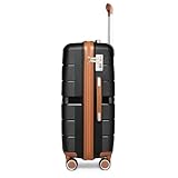 British Traveller Medium Suitcase with 4 Wheels Lightweight Polypropylene Hard Shell Luggage Hold Check in Suitcase with Built-in TSA Lock(Black) - Image 3