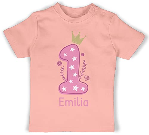 Shirtracer Baby T-Shirt „Geburtstagsherz Eins“ – Rosa, Für Mädchen & Jungen Zum 1. Geburtstag, Aus Baumwolle