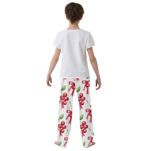 Pajama Bottoms, Cherries Pajamas Pant Sleep Long Pants Fruits Lounge Wear Elastic Waist Sleepwear Pjs3