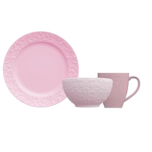 Conjunto Tassel Rosa Porcelana 12 Peças