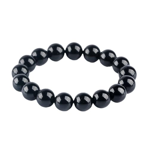 Bracelet en obsidienne naturelle anti stress perles de cristal et ebene
