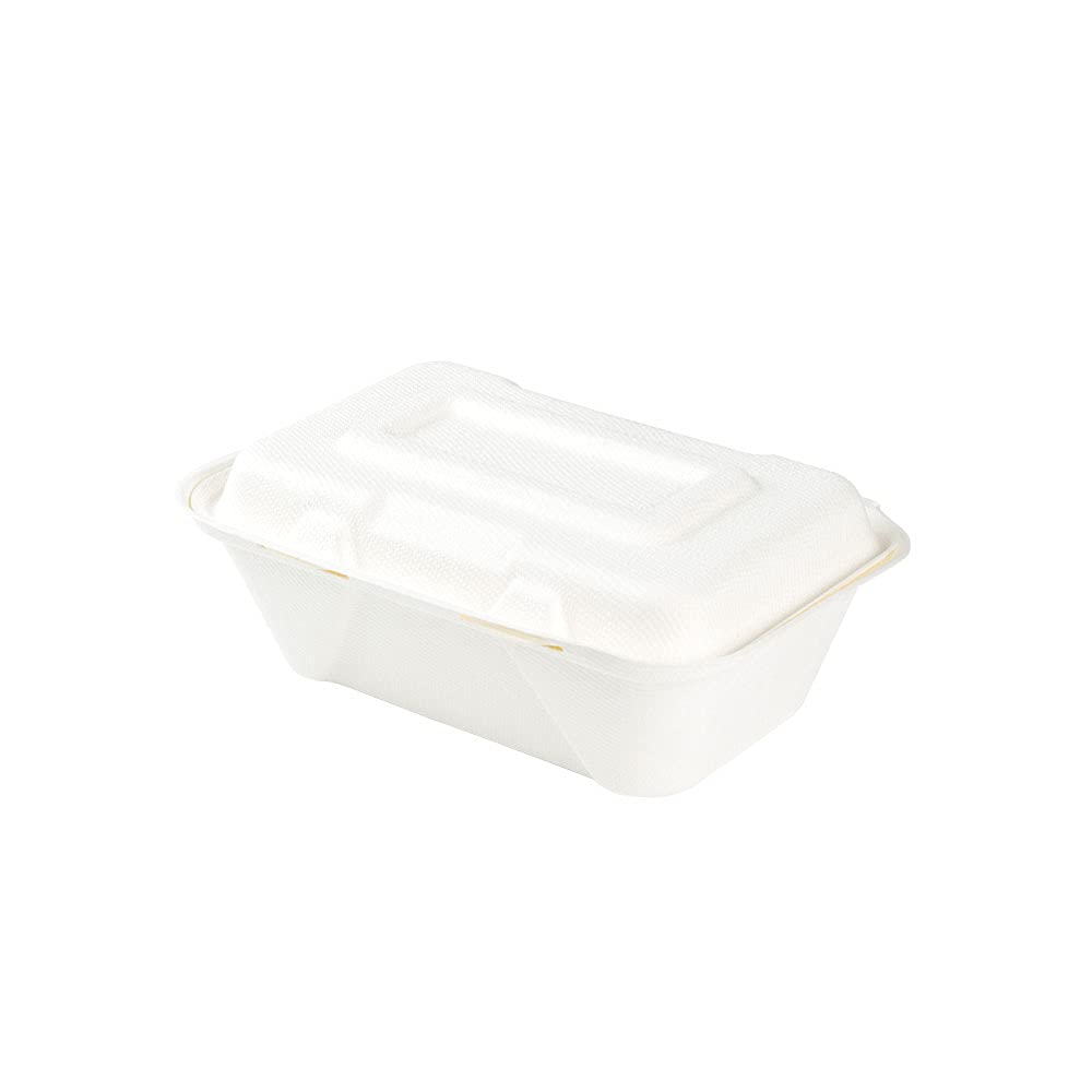 BIOZOYG Box per hamburger con coperchio ribaltabile I 500 contenitori da merenda compostabili in bagassa biodegradabile I Vaschetta per patatine quadrata I 500 lunchbox da asporto 18x13,6x5,9cm