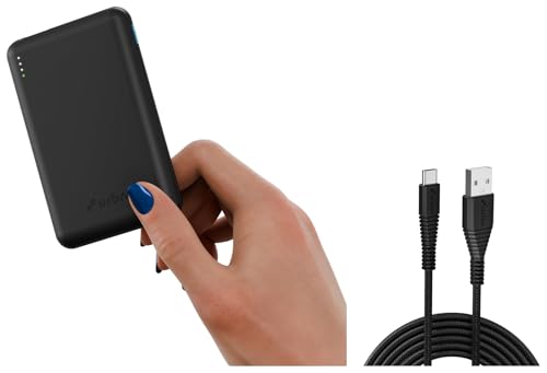 Image of URBN 10000 mAh Nano Slim Power Bank - Black with USB to Type C Cable