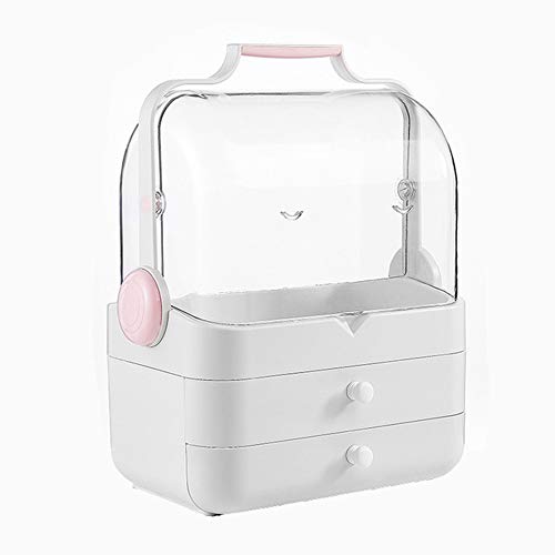 Preisvergleich Produktbild Dsqcai Große Kapazität Multifunktionale Kosmetik Veranstalter Kunststoff Kosmetik Aufbewahrungsbox Tragbarer Behälter Staubdichte Schublade Wasserdicht,Rosa
