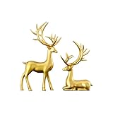 ZYHARUKO 2ピース 樹脂 トナカイ 置物 ホリデーデコレーション 暖炉 棚 キャビネット フェスティブ インテリア スタイリング フェスティブ 樹脂 トナカイ キャビネット 装飾