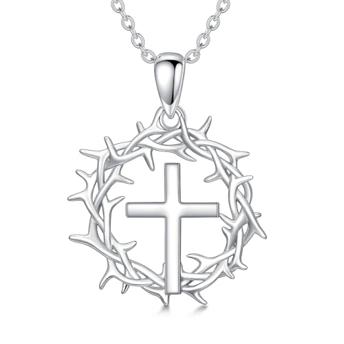 Cadeau chrétien pendentif couronne d'épines jésus argent 925