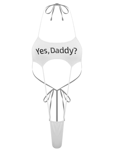 LumiJour Traje de dormir para mujer, monokini, bikini, lencería, disfraz de anime, micro tanga, fiesta en la piscina, Blanco, Talla única