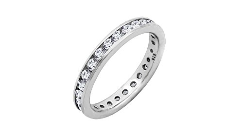 Amazon Collection Platinum-Plated Sterling Silver Infinite Elements Cubic Zirconia Channel Set All-Around Band Ring (1 cttw), Size 5