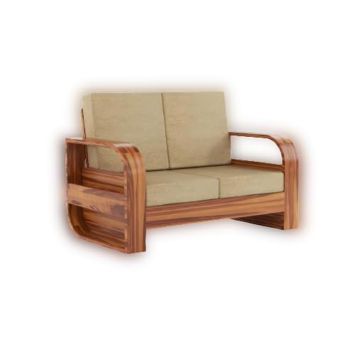 LAKEWOOD Sheesham Wood 2 Seater Sofa Set for Living Room Home Office ...