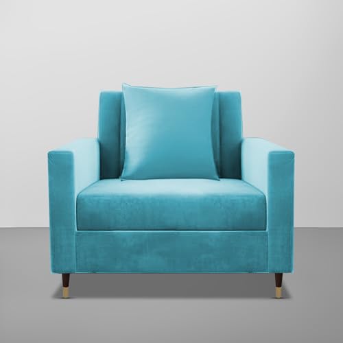 Image of Casaliving Garcia 1 Seater Sofa Set for Living Room (Turquise Colour) Premium Fabric Sofa