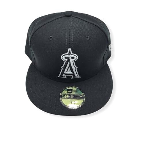 New Era 59Fifty Hat MLB Basic Anaheim Angels Black/White Fitted Baseball Cap (7 3/4)