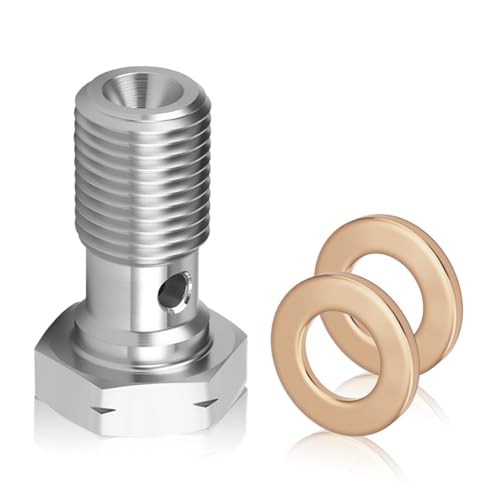 M10x1.0 Metric Car Banjo Bolt & Copper Washer Kit,Stainless Steel