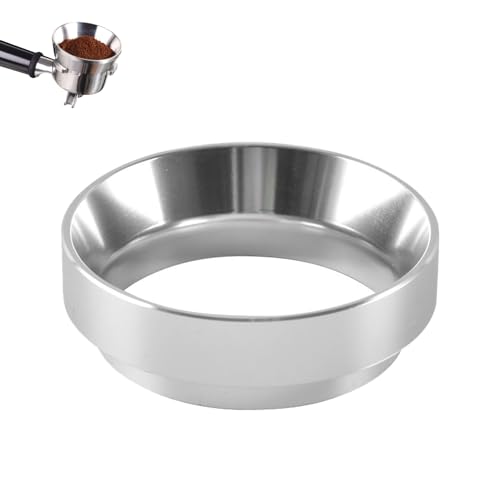 Image of 51mm Portafilter Powder Ring, Stainless Steel Magnetic Powder Ring, Espresso Dosing Funnel Precision Aluminum Alloy Coffee Dosing Ring,Prevent Ground Coffee from Spilling (Silver)