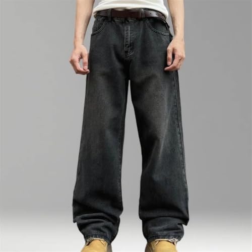 Men's Straight Fit Denim Jeans Business Casual Style Loose Classic Workwear Long Trousers2
