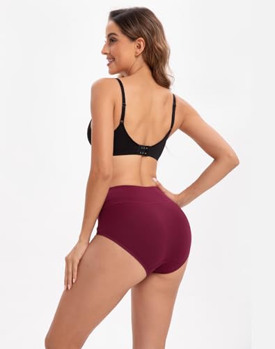 Image of INNERSY Women's 5 Pack High Waist Solid Color Tummy Control Cotton Underpants Briefs (Love Yourself First) (S, Basics)