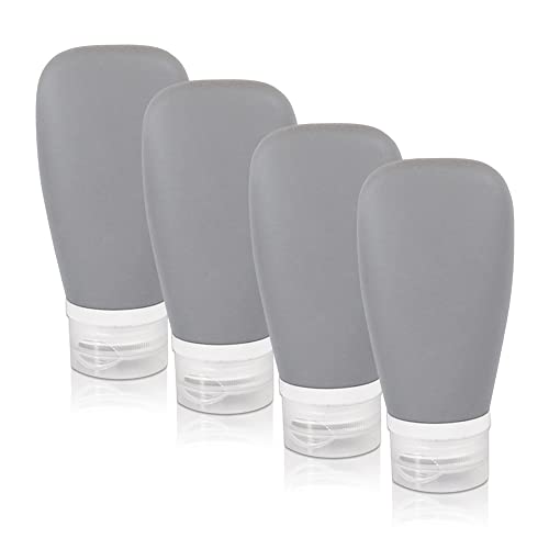 LELE LIFE - LELE LIFE Tragbare Reiseflaschen aus Silikon, auslaufsicher, komprimierbar, für Toilettenartikel, nachfüllbare Shampoo-Behälter, 90 ml, 4 Stück