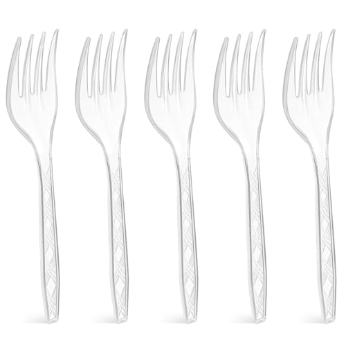 HANSGO 120PCS Plastic Forks Bulk, Heavy Duty Forks Clear Plastic Cutlery Set Disposable Forks for Party Wedding Camping Picnic