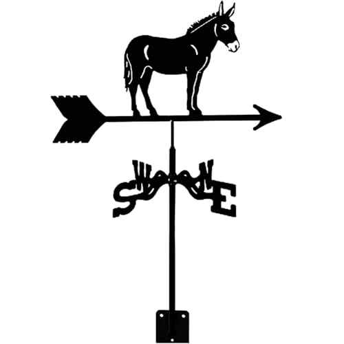 YYLDPFDC Garden Iron Weathervane, Donkey Weathervane, Metal Wind Vane For Yard, Wind Direction Indicator with Anti-Rust Coating for Garden Farm Decor, Cast Iron Courtyard Wind Vane For Yard