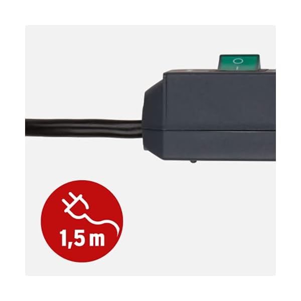 Brennenstuhl Eco-Line, Steckdosenleiste 3-Fach mit Überspannungsschutz (Mehrfachsteckdose mit Schalter und 1,5m Kabel… – Bild 5