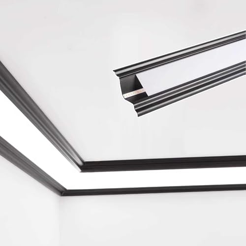 Diffuseur LED de plafond noir et bandeau de lumière indirecte pour moulure 24m