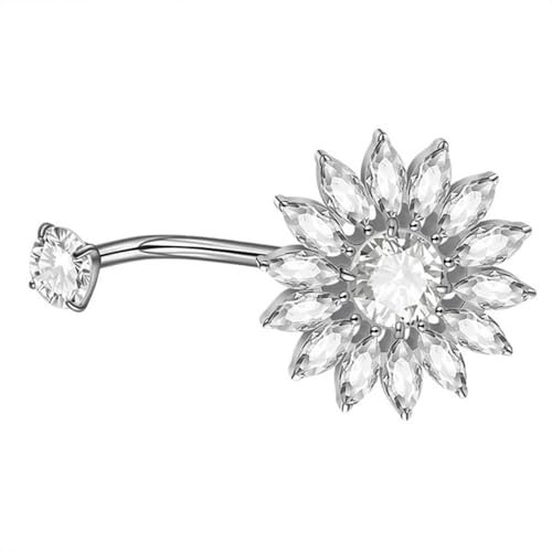 Piercing de ombligo floral de aleación con acabado elegante y ligero