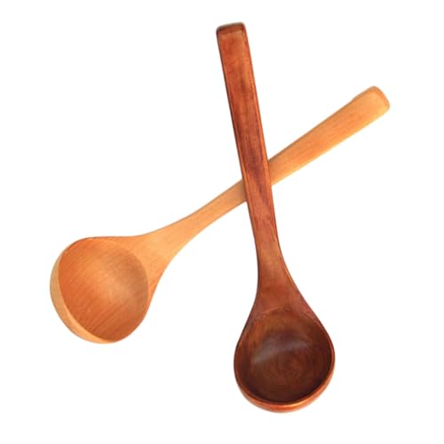 ULTECHNOVO 2 Piezas cuchara de madera cuchara de cucharón utensilios cucharones de ramen redondo largo accesorios cocinita madera cucharas soperas cucharón de sopa de madera cuchara de cocina