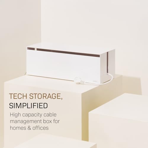 Yamazaki Home Cable Management Box – Cord Organizer Box with Lid, Minimalist Cable Storage for Office, ABS Plastic - image 2