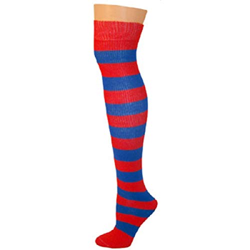 AJs Adult Knee High Striped Socks - Red/Blue