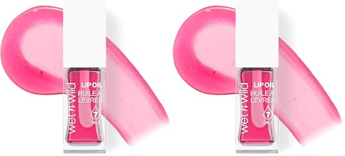 wet n wild Lip Oil - Lightweight, Non-Sticky, Hydrating &amp; Nourishing Formula with Marula &amp; Jojoba Oils, Vegan &amp; Cruelty-Free - Sweet Cherries (Pack of 2)