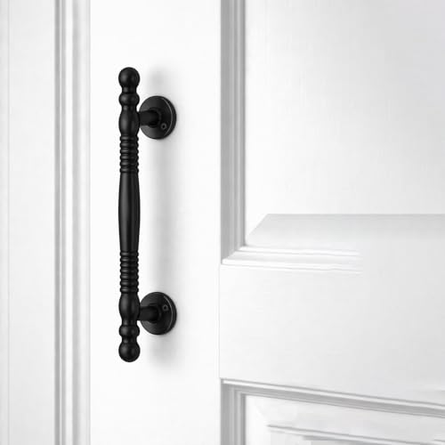 Image of VOLO Pack of 2 Pieces Main Door Pull Push Handle | Wooden Door Handle for Home Office | Interior Exterior Door Hardware Pull Handle | Black, 8 Inch (200MM)