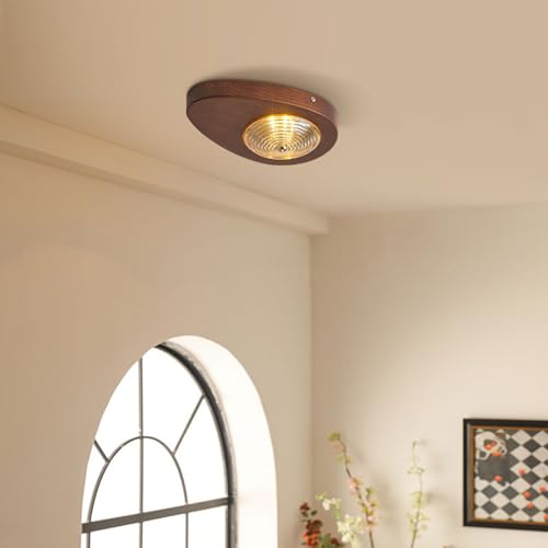 Éclairage de plafication LED verre bois luminaire moderne chambre 4W 3000K - 2