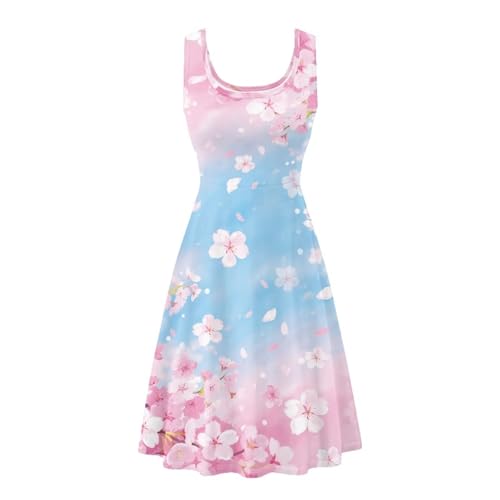 Image of Dreaweet Casual Sleeveless Dresses for Women Girls, Round Neck Tank Dresses with Pockets Summer Sundress Size XS-4XL