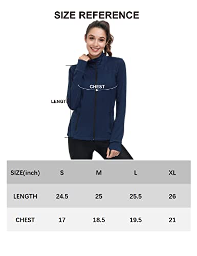 Dolcevida Womens Sports Jackets Zip Up Workout Yoga Jacket With Pockets(Navy,Large) #TOP6